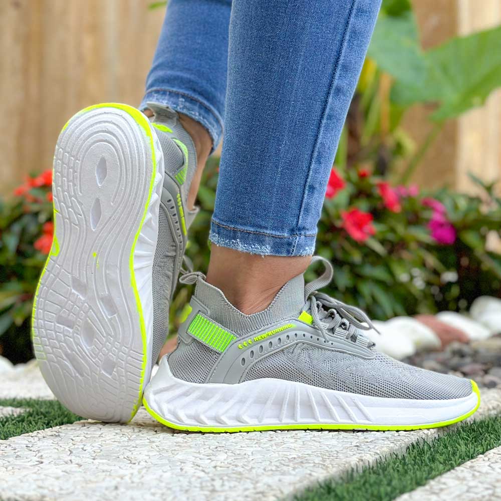 کتانی دخترانه جورابی طوسی فسفری کد 21288