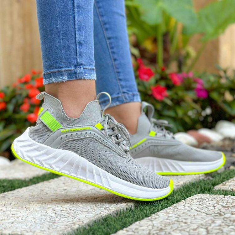 کتانی دخترانه جورابی طوسی فسفری کد 21288