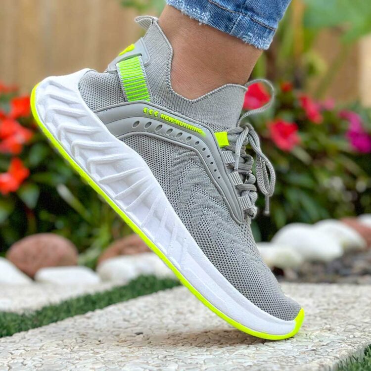 کتانی دخترانه جورابی طوسی فسفری کد 21288