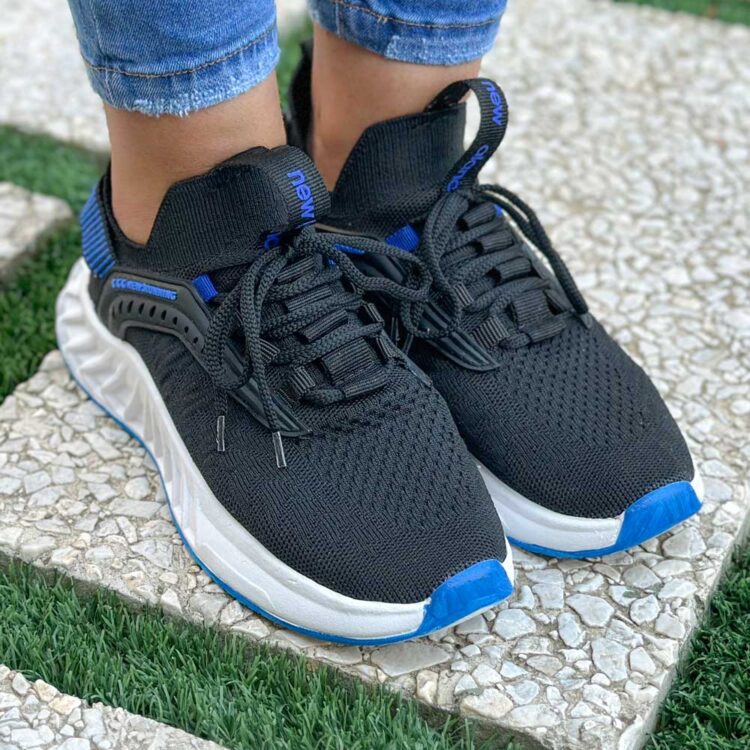 کتانی دخترانه جورابی مشکی آبی کد 20838