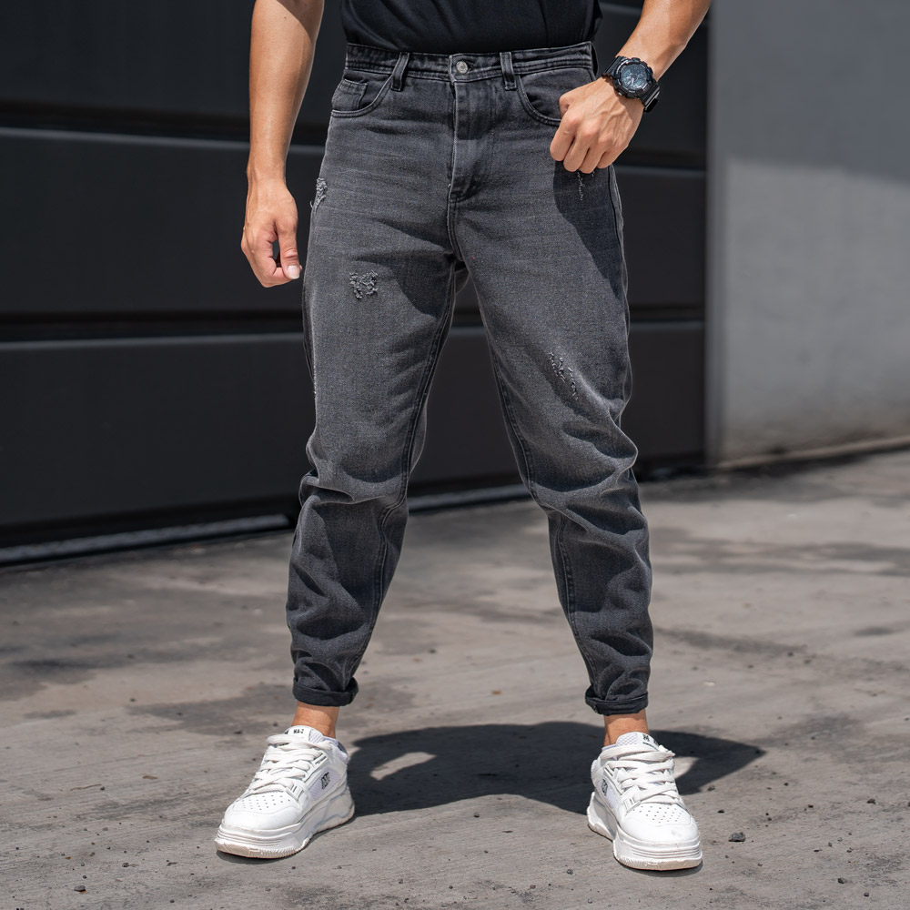 شلوار جین مردانه مام ذغالی کد 22484