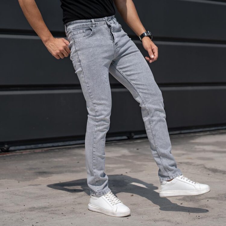 شلوار جین مردانه طوسی کد 22587