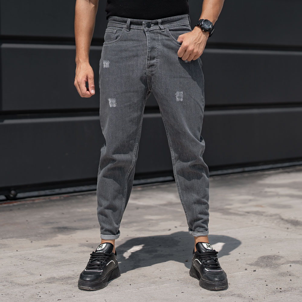 شلوار جین مردانه مام خاکستری کد 22588