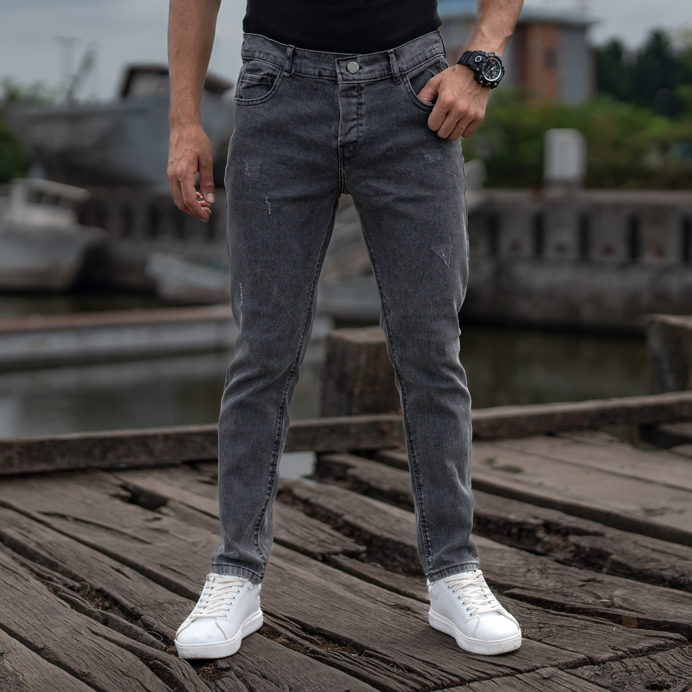 شلوار جین مردانه ذغالی کد 22618