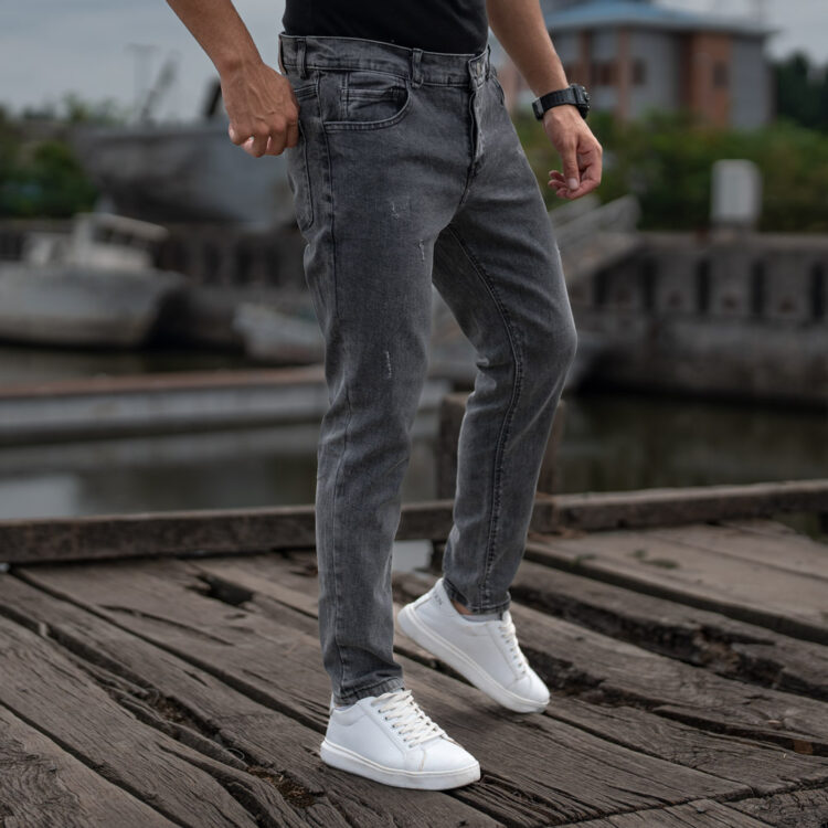 شلوار جین مردانه ذغالی کد 22618