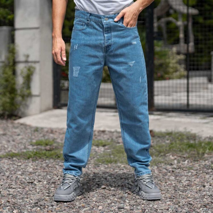 شلوار جین مام مردانه آبی کد 22620