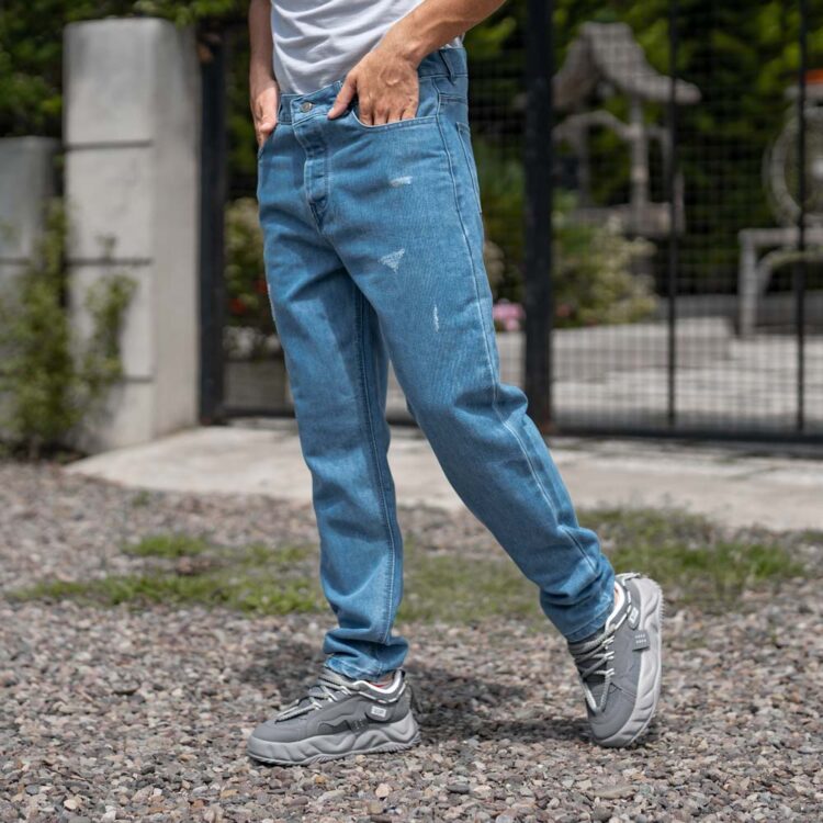 شلوار جین مام مردانه آبی کد 22620