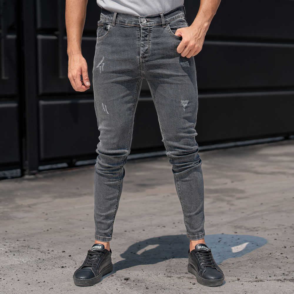 شلوار جین مردانه خاکستری کد 22736