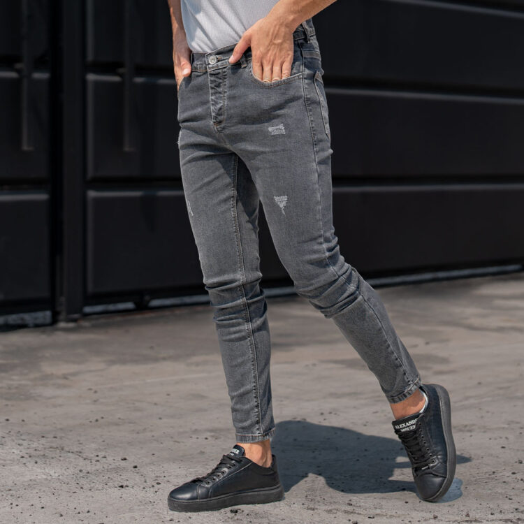 شلوار جین مردانه خاکستری کد 22736