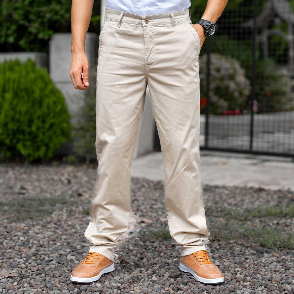 شلوار کتان مردانه پولو کرم کد 19436