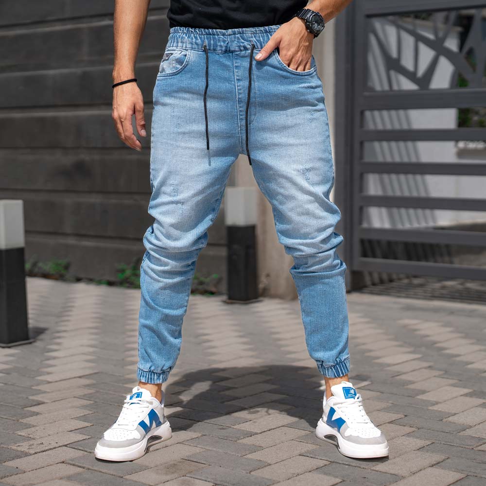 شلوار اسلش جین مردانه آبی روشن کد 22960