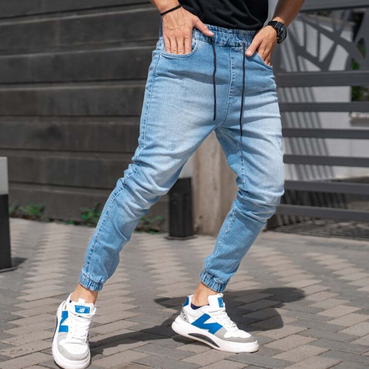 شلوار اسلش جین مردانه آبی روشن کد 22960