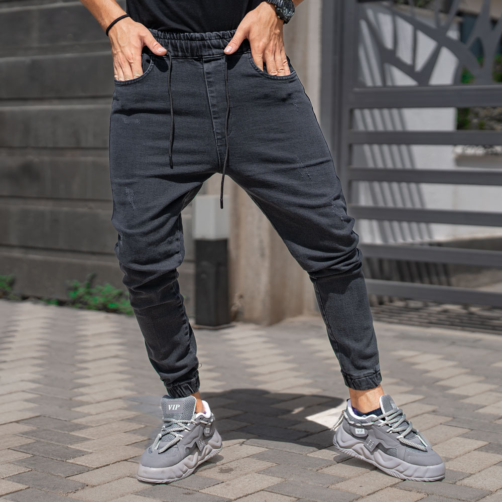 شلوار اسلش جین مردانه ذغالی کد 22961