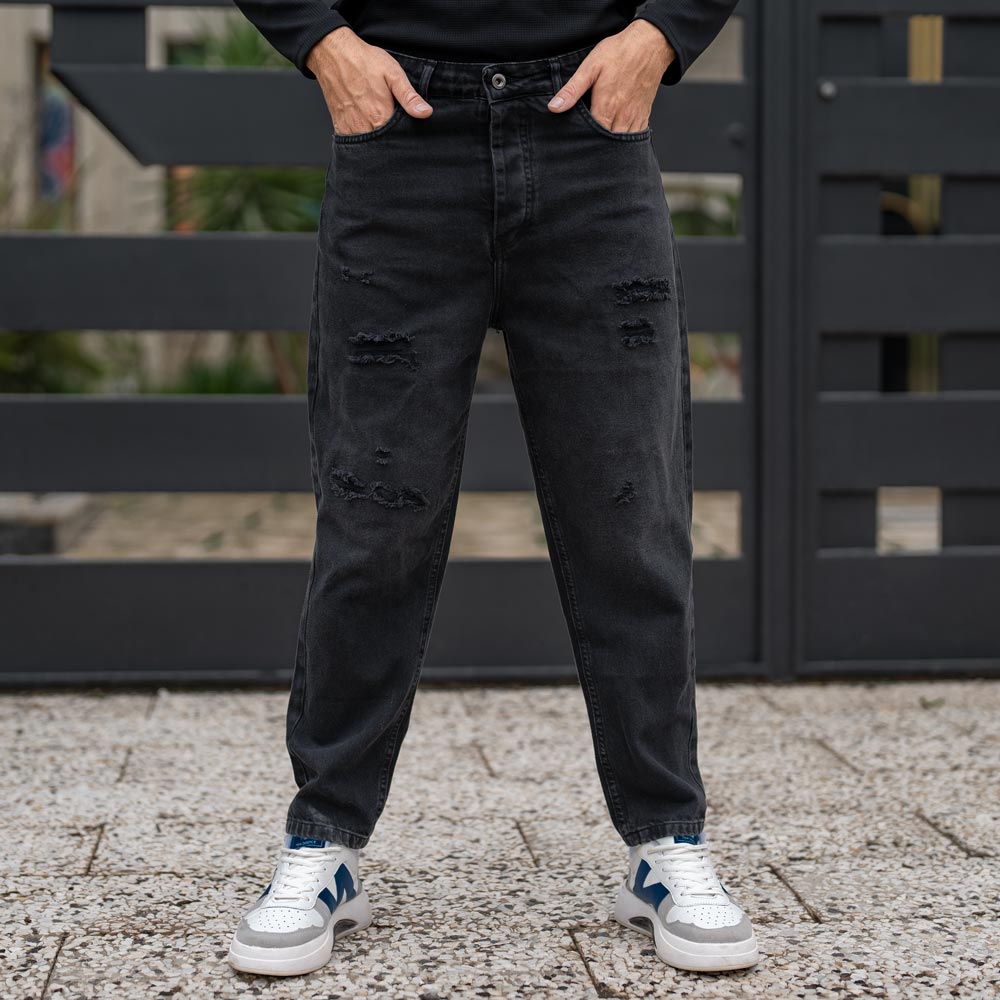 شلوار جین مردانه مام ذغالی کد 22963