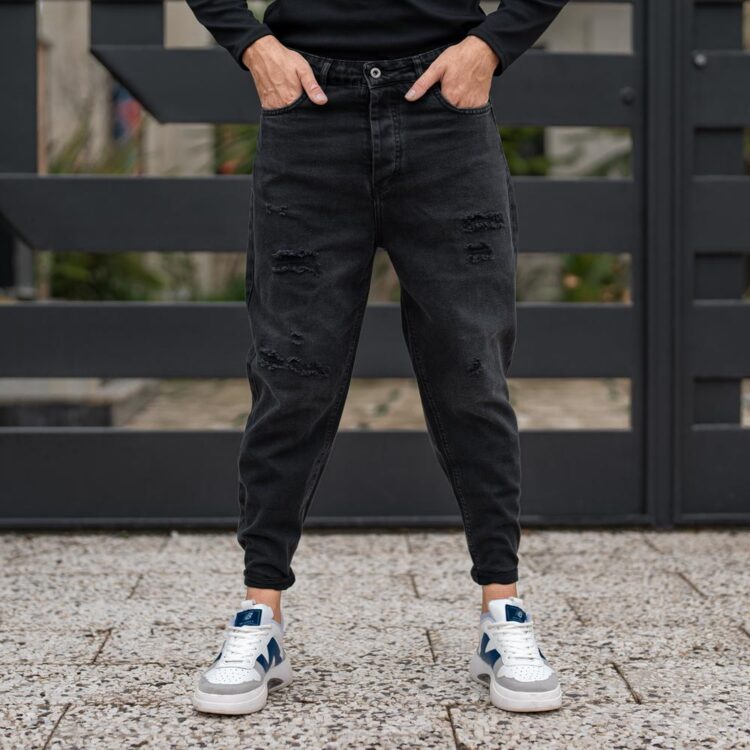 شلوار جین مردانه مام ذغالی کد 22963