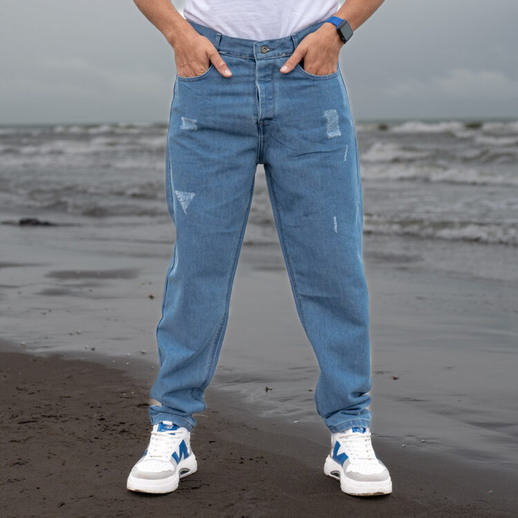 شلوار جین مردانه مام آبی کد 23056