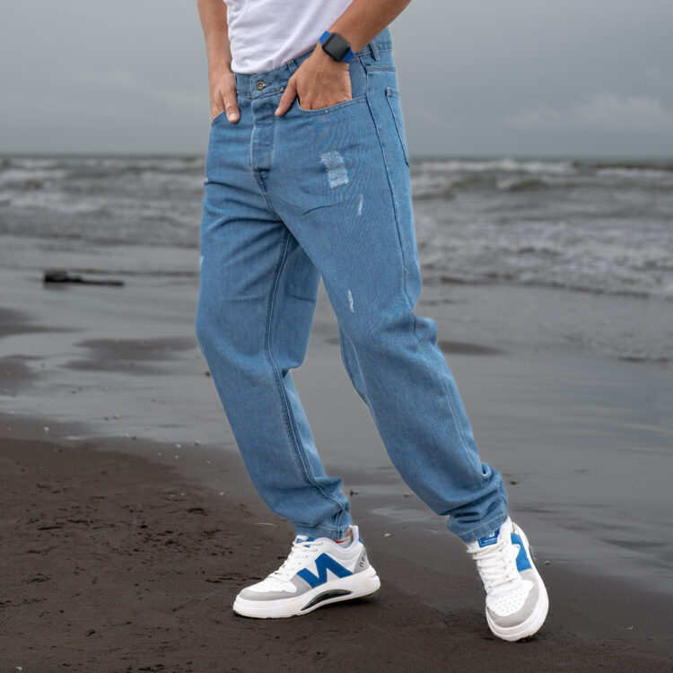شلوار جین مردانه مام آبی کد 23056