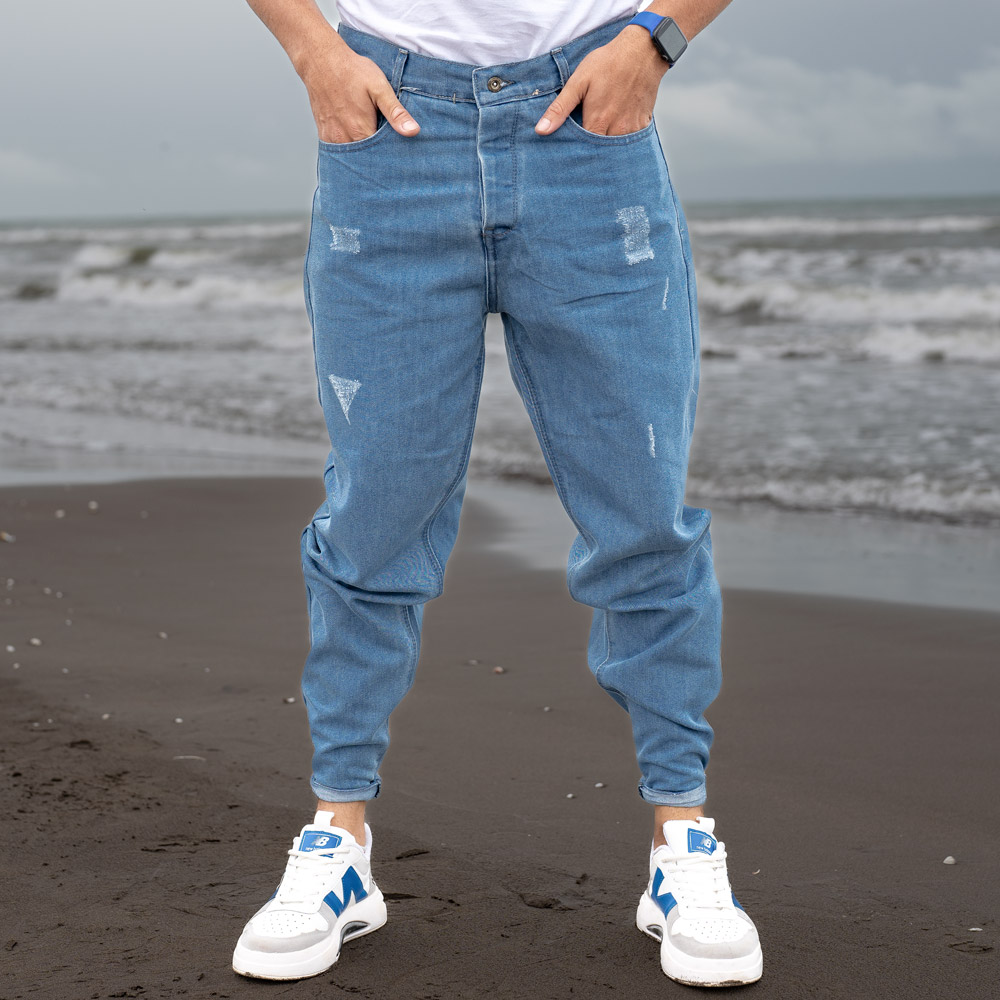 شلوار جین مردانه مام آبی کد 23056