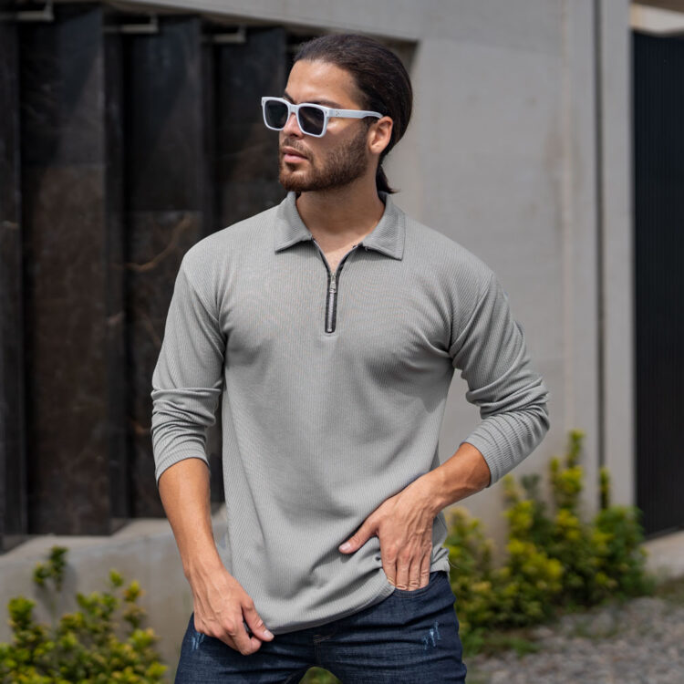 تیشرت مردانه نیم زیپ کد 23145