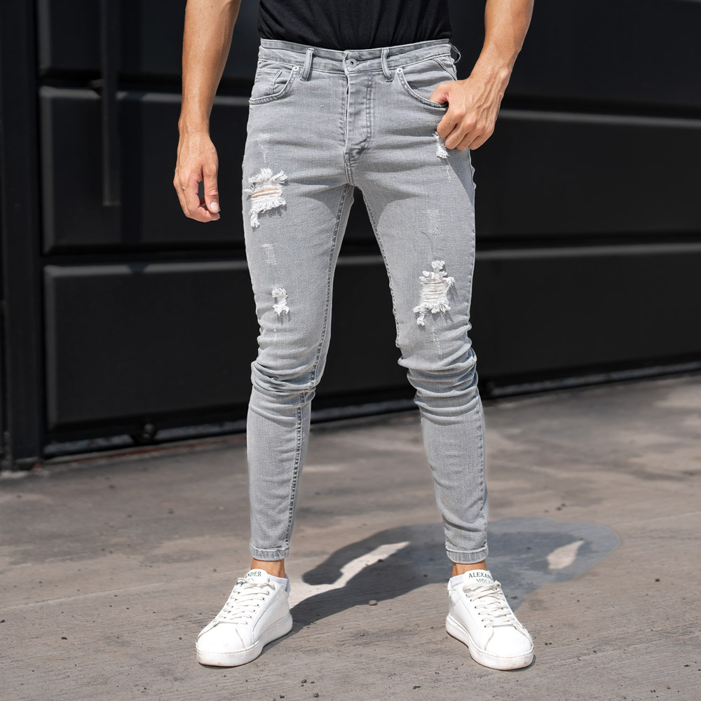 شلوار جین مردانه طوسی روشن کد 22953