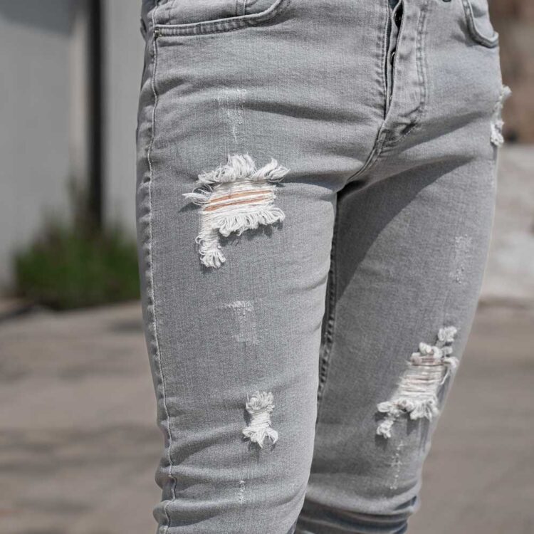 شلوار جین مردانه طوسی روشن کد 22953