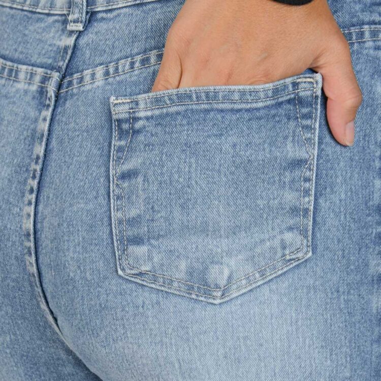 شلوار جین بگ دخترانه آبی کد 23076