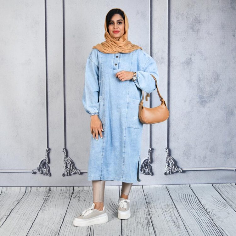 پیراهن بلند جین دخترانه کد 23082