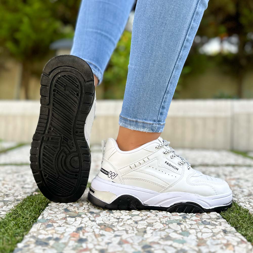 کتانی دخترانه فشن سفید کد 22846