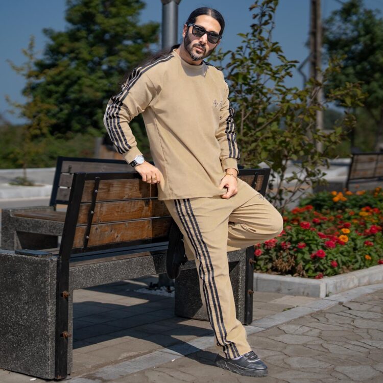 ست تیشرت و شلوار نوار دار مردانه بی استرانگ کد 23321