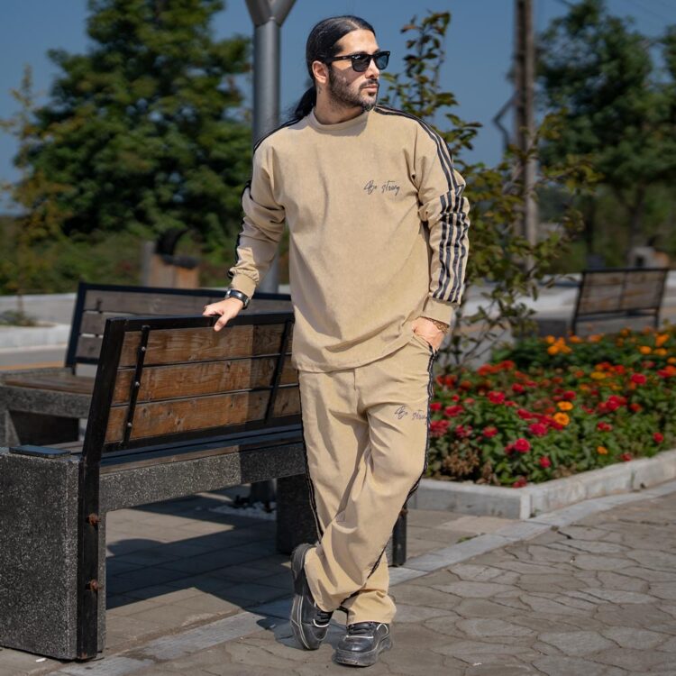 ست تیشرت و شلوار نوار دار مردانه بی استرانگ کد 23321