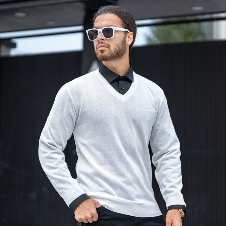 بافت مردانه یقه هفت ساده کد 23312