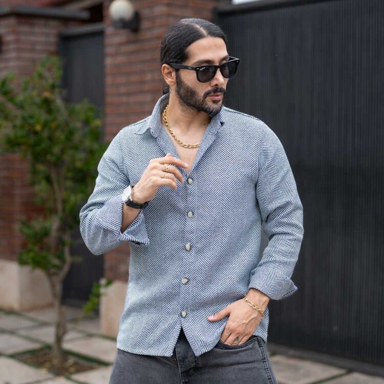 پیراهن مردانه پشمی کج راه کد 23398
