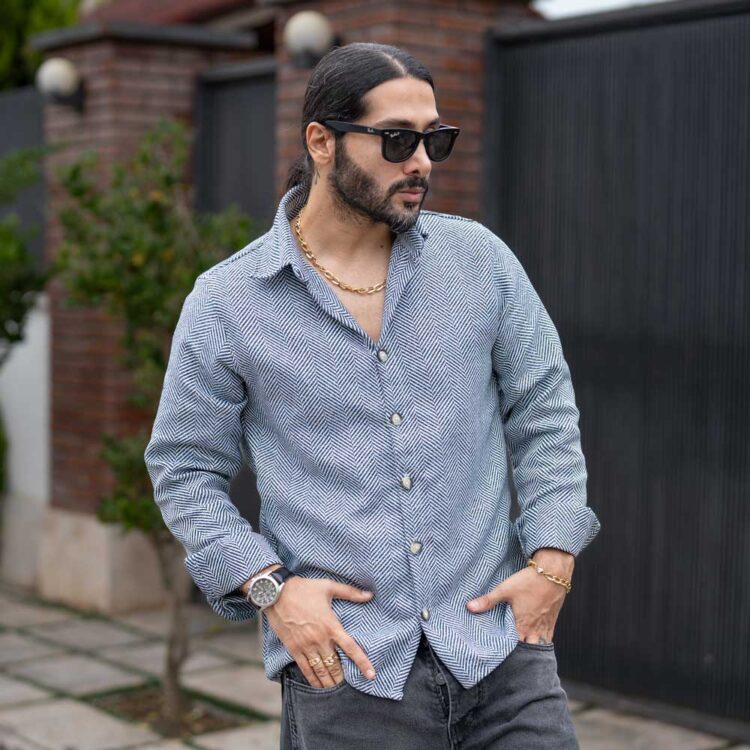 پیراهن مردانه پشمی کج راه کد 23398