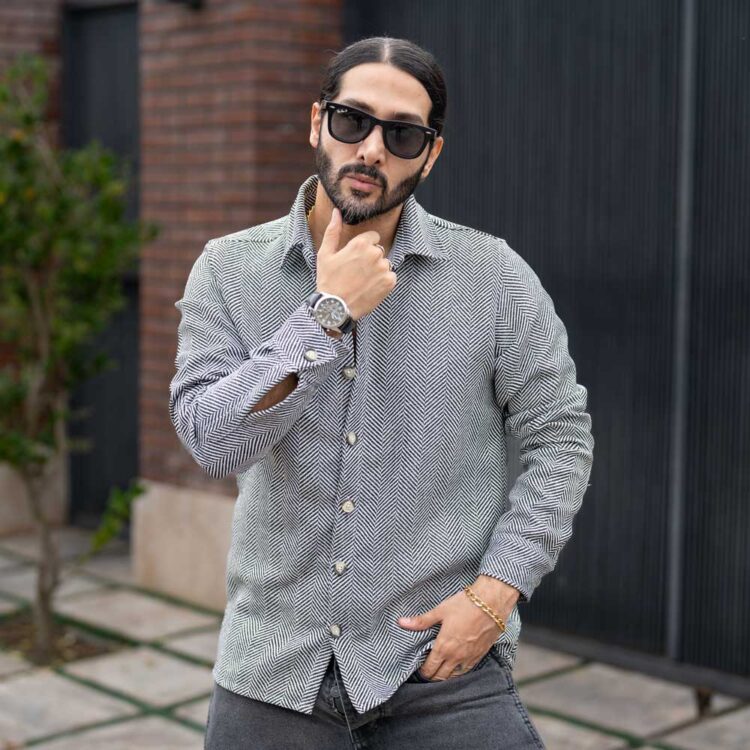 پیراهن مردانه پشمی کج راه کد 23398