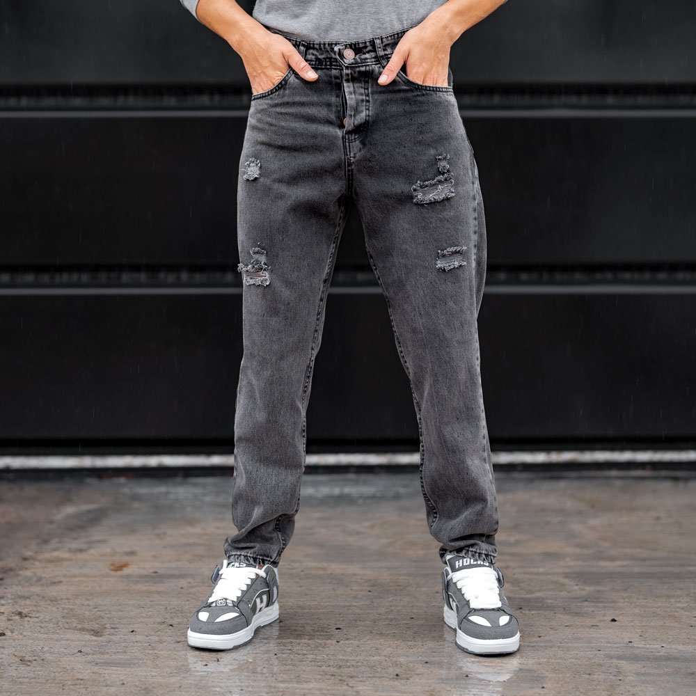 شلوار جین مردانه مام ذغالی کد 23733