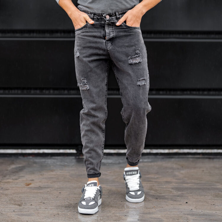 شلوار جین مردانه مام ذغالی کد 23733