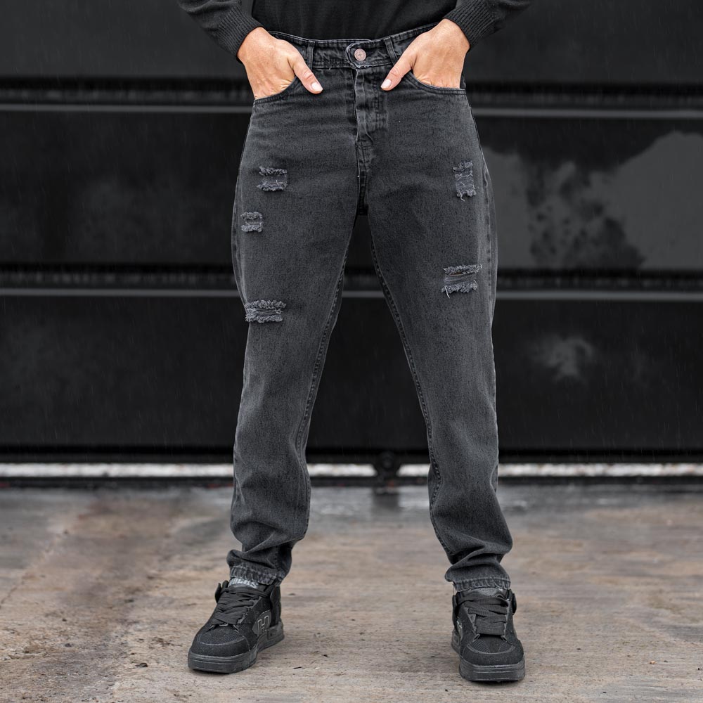 شلوار جین مردانه مام ذغالی کد 23777