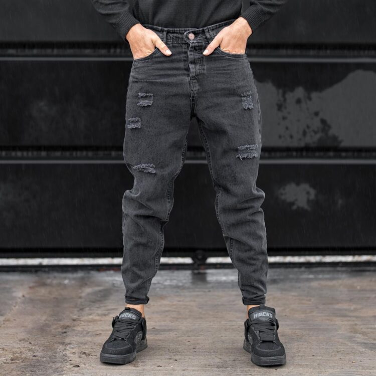 شلوار جین مردانه مام ذغالی کد 23777