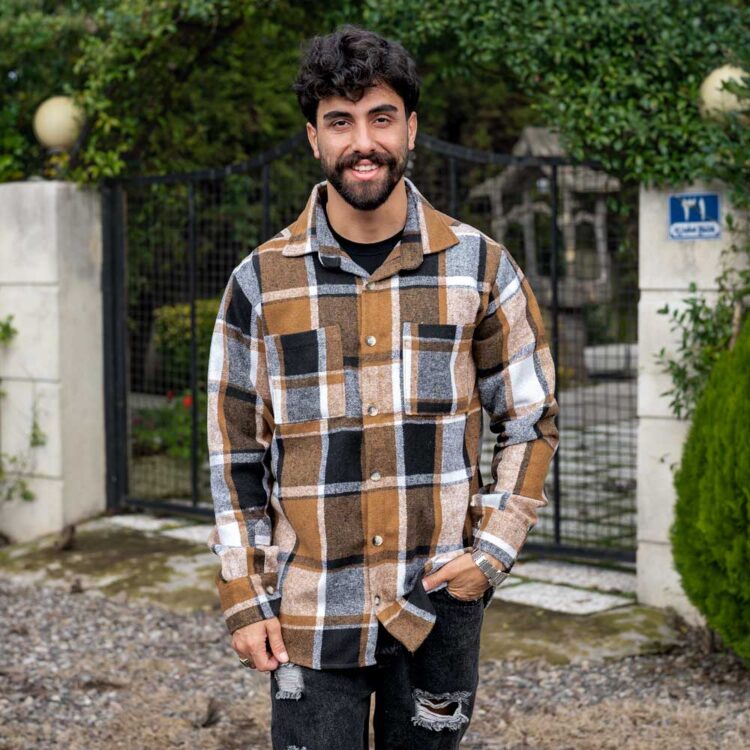 پیراهن چهار خانه مردانه پشمی کد 23816