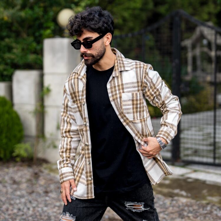 پیراهن چهارخانه مردانه پشمی کد 23810