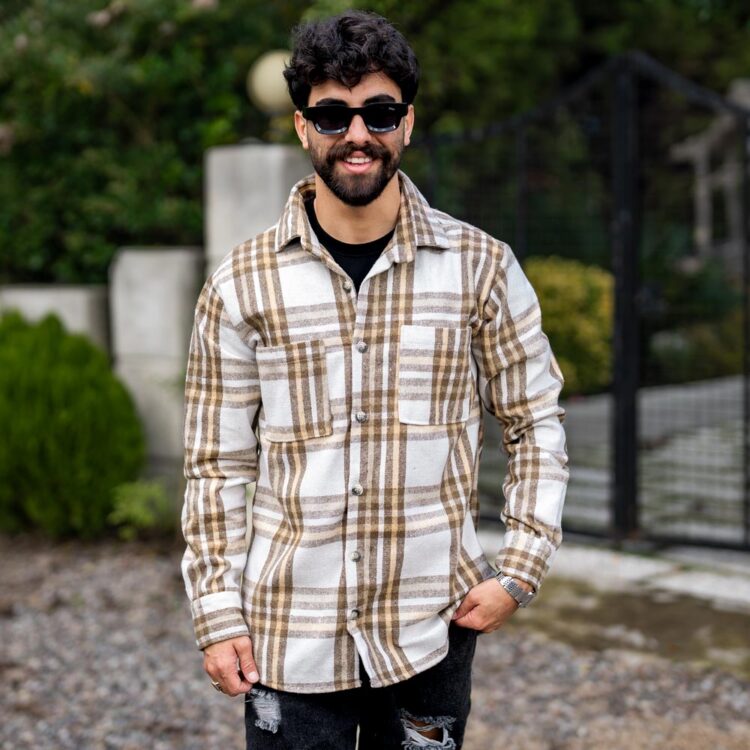 پیراهن چهارخانه مردانه پشمی کد 23810