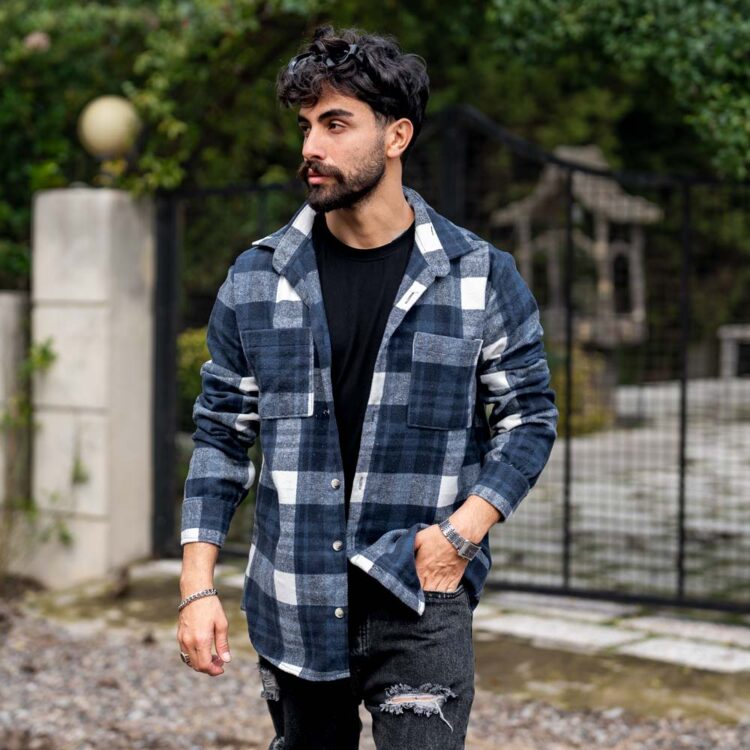 پیراهن چهارخانه مردانه پشمی کد 23819