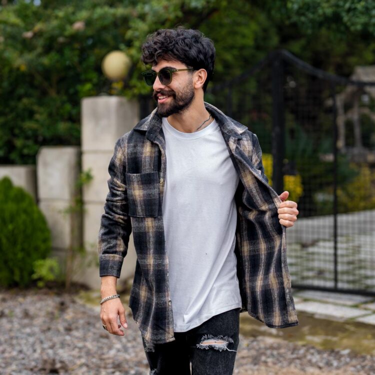 پیراهن چهارخانه مردانه پشمی کد 23826