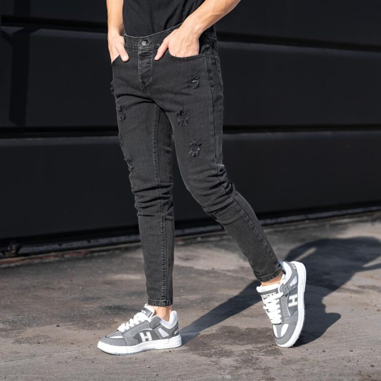 شلوار جین مردانه مام ذغالی کد 23920