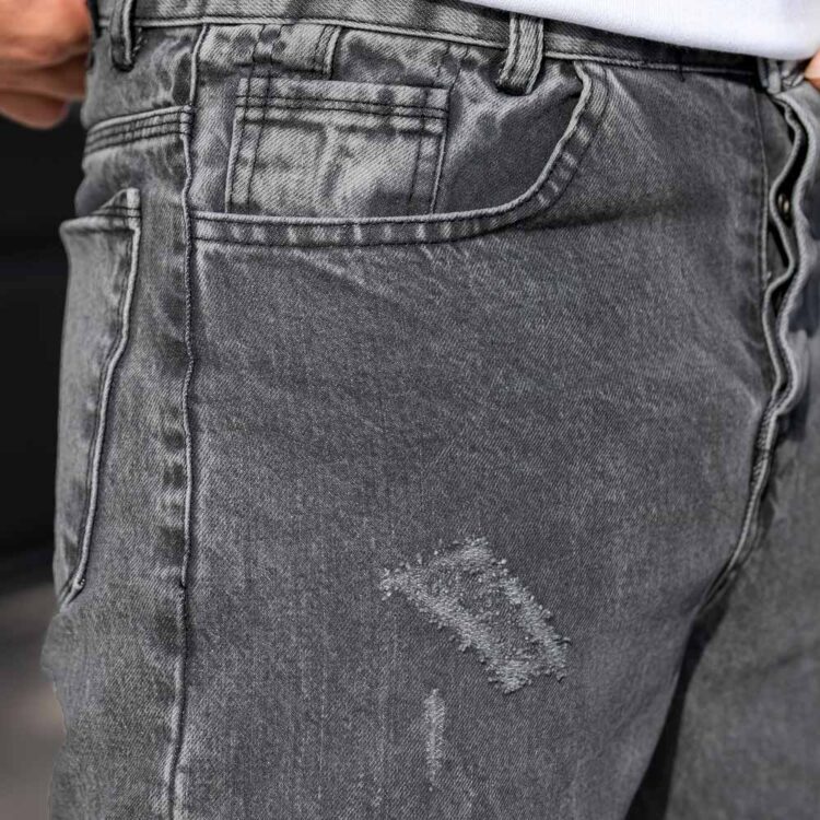 شلوار جین مردانه مام طوسی کد 23932