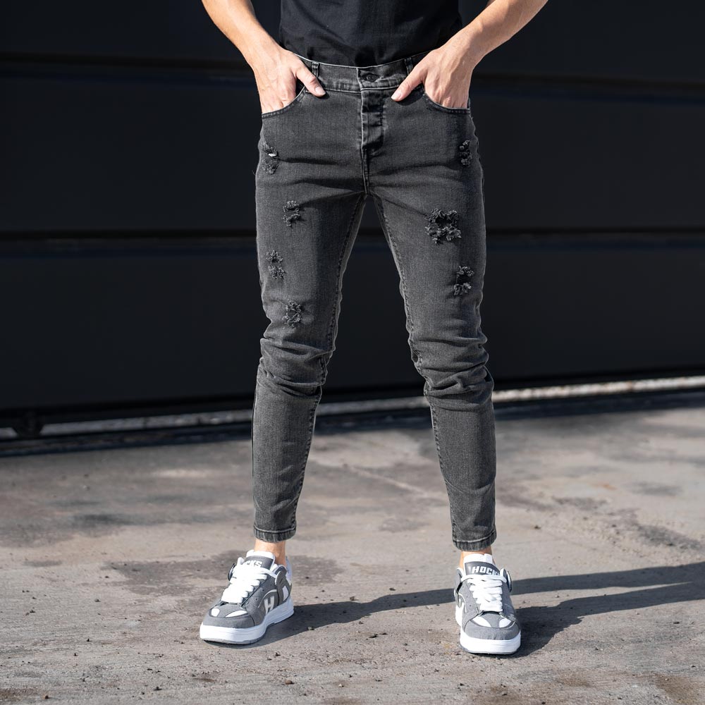 شلوار جین مردانه مام ذغالی کد 23927