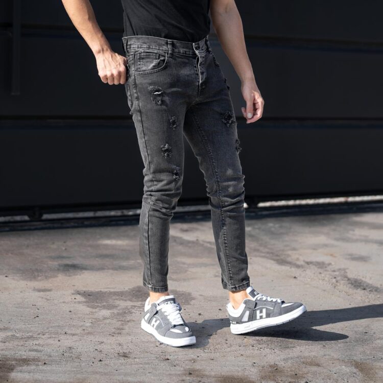 شلوار جین مردانه مام ذغالی کد 23927