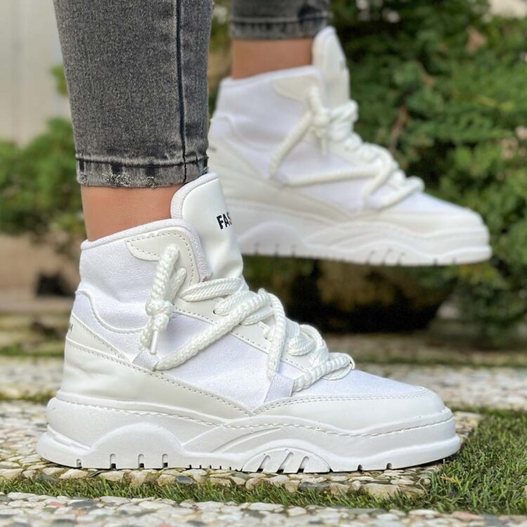 کتانی ساقدار دخترانه فشن سفید کد 23836