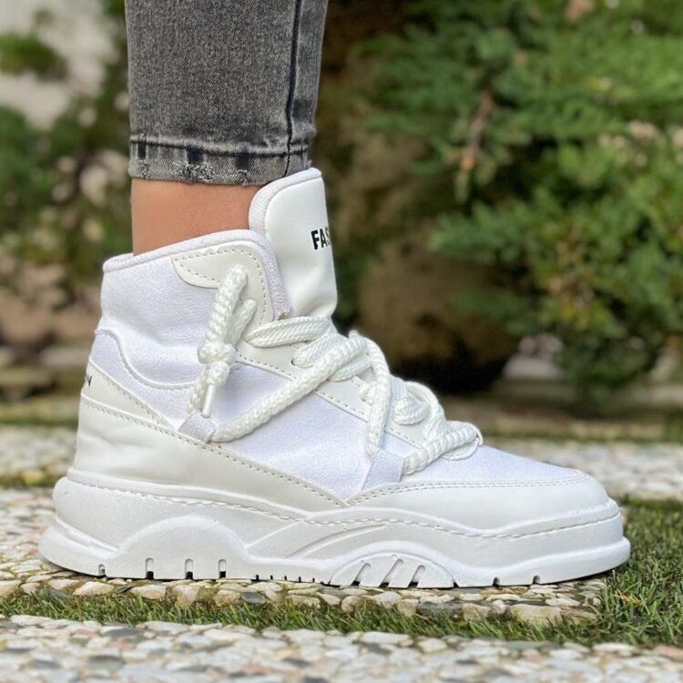 کتانی ساقدار دخترانه فشن سفید کد 23836