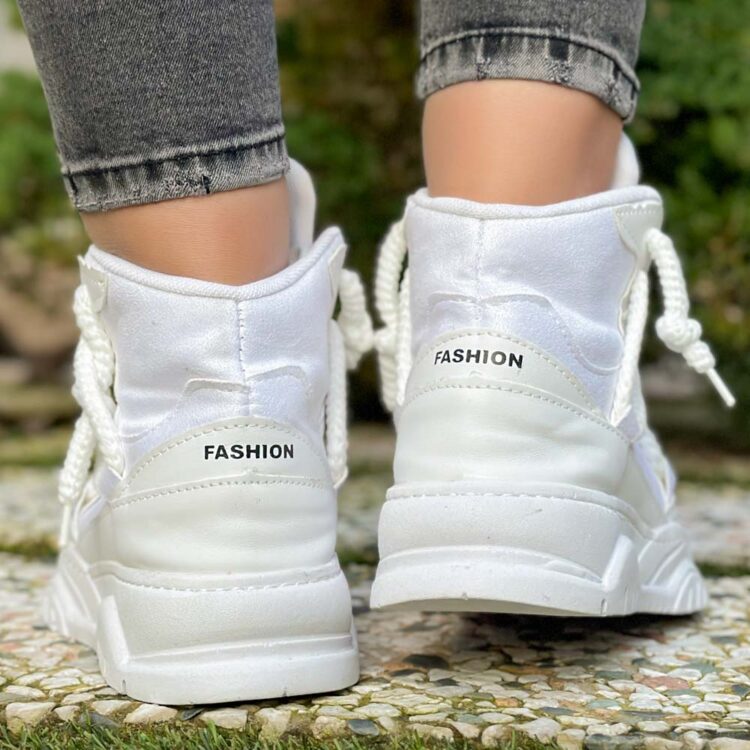 کتانی ساقدار دخترانه فشن سفید کد 23836